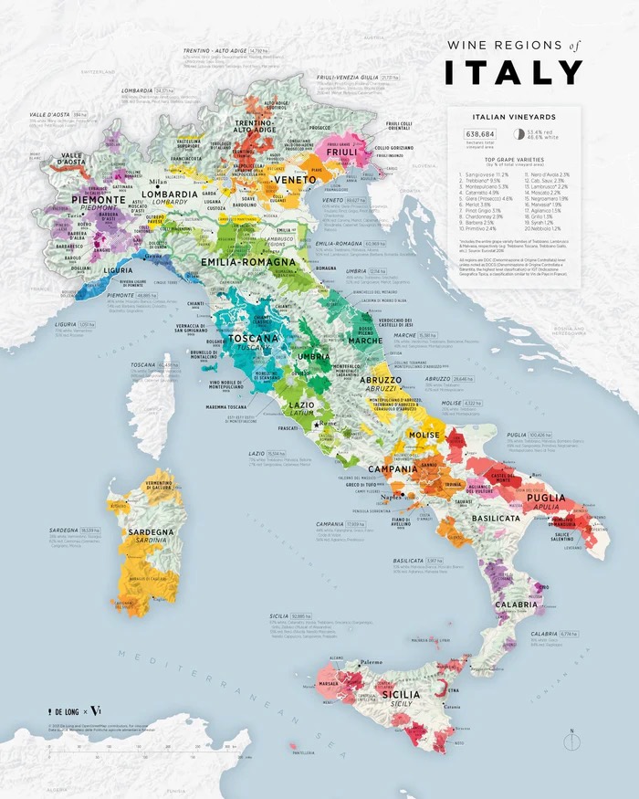 New wine map of Italy